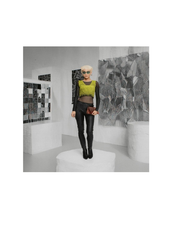 Hand Crafted Other - Hand Crafted Lime Green & Black Fashion Portrait Art Print